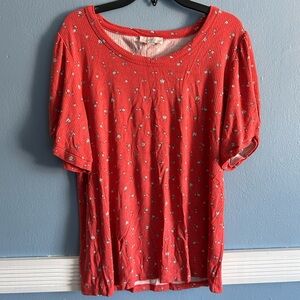 LOFT Women's Red Floral Top